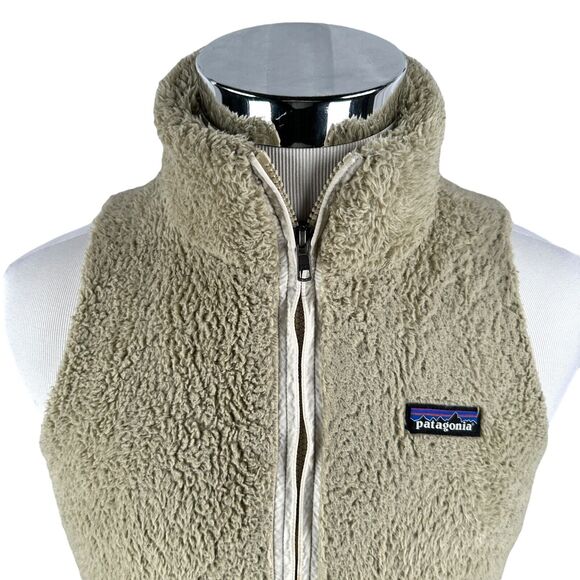 Patagonia Los Gatos Vest Women's Small Tan Deep Pile Fleece Polyester Full Zip - Picture 2 of 11